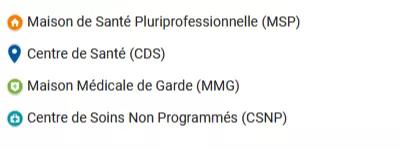 Légende carto des lieux de consultation