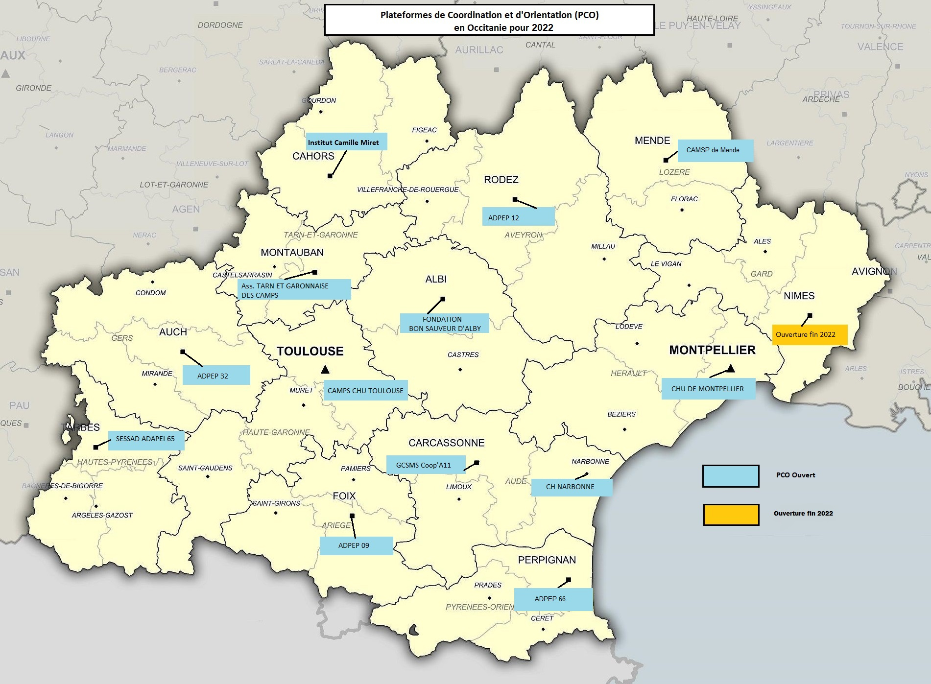 Carte des plateformes en Occitanie
