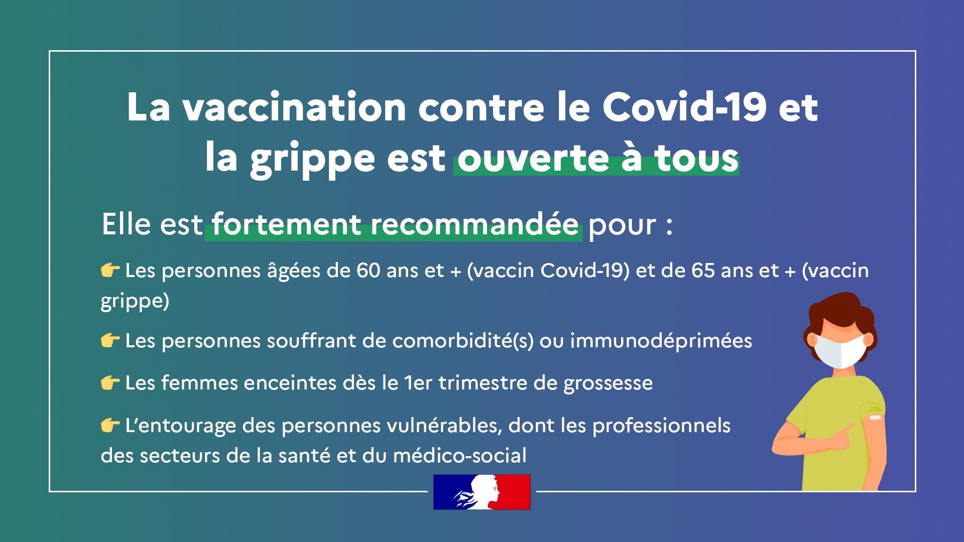 La vaccination contre la Covid-19 et la grippe ouverte à tous