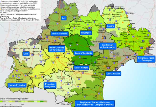 Carte des GHT en Occitanie