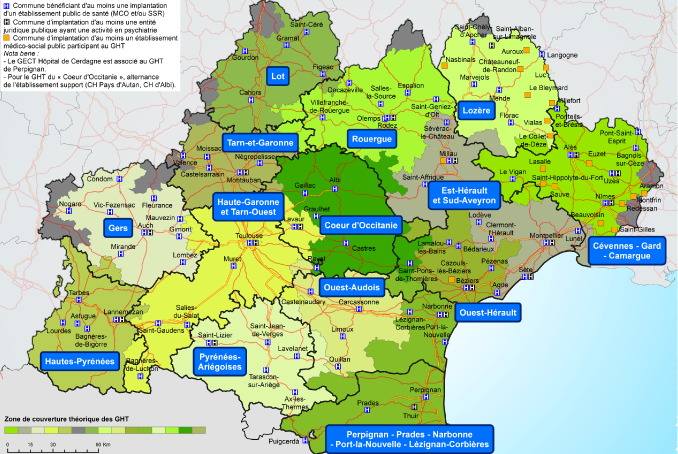 Carte des GHT en Occitanie