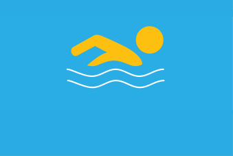 Dessin nageur en jaune sur fond bleu