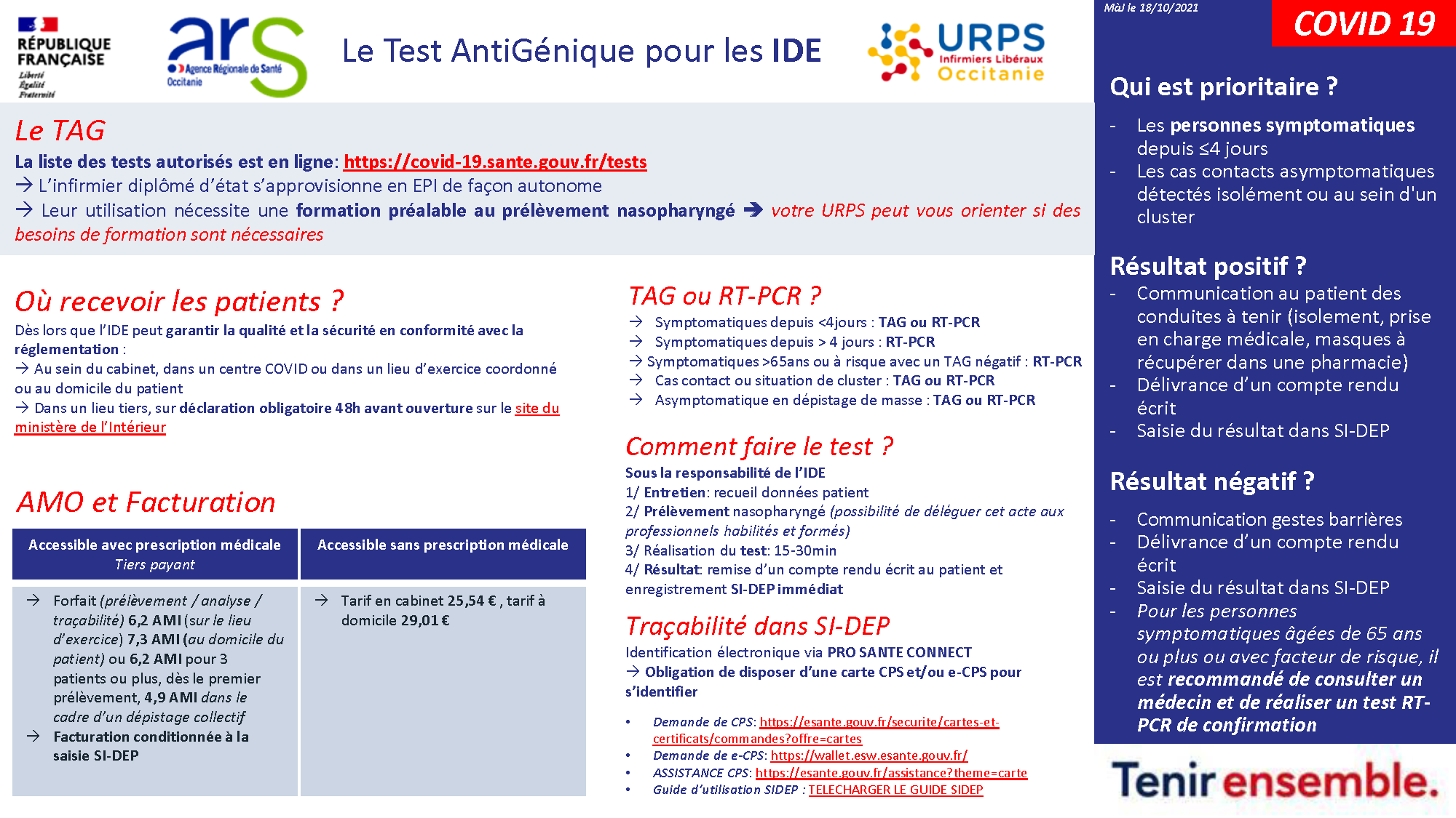 #COVID19. Tests antigéniques fiche technique Infirmiers