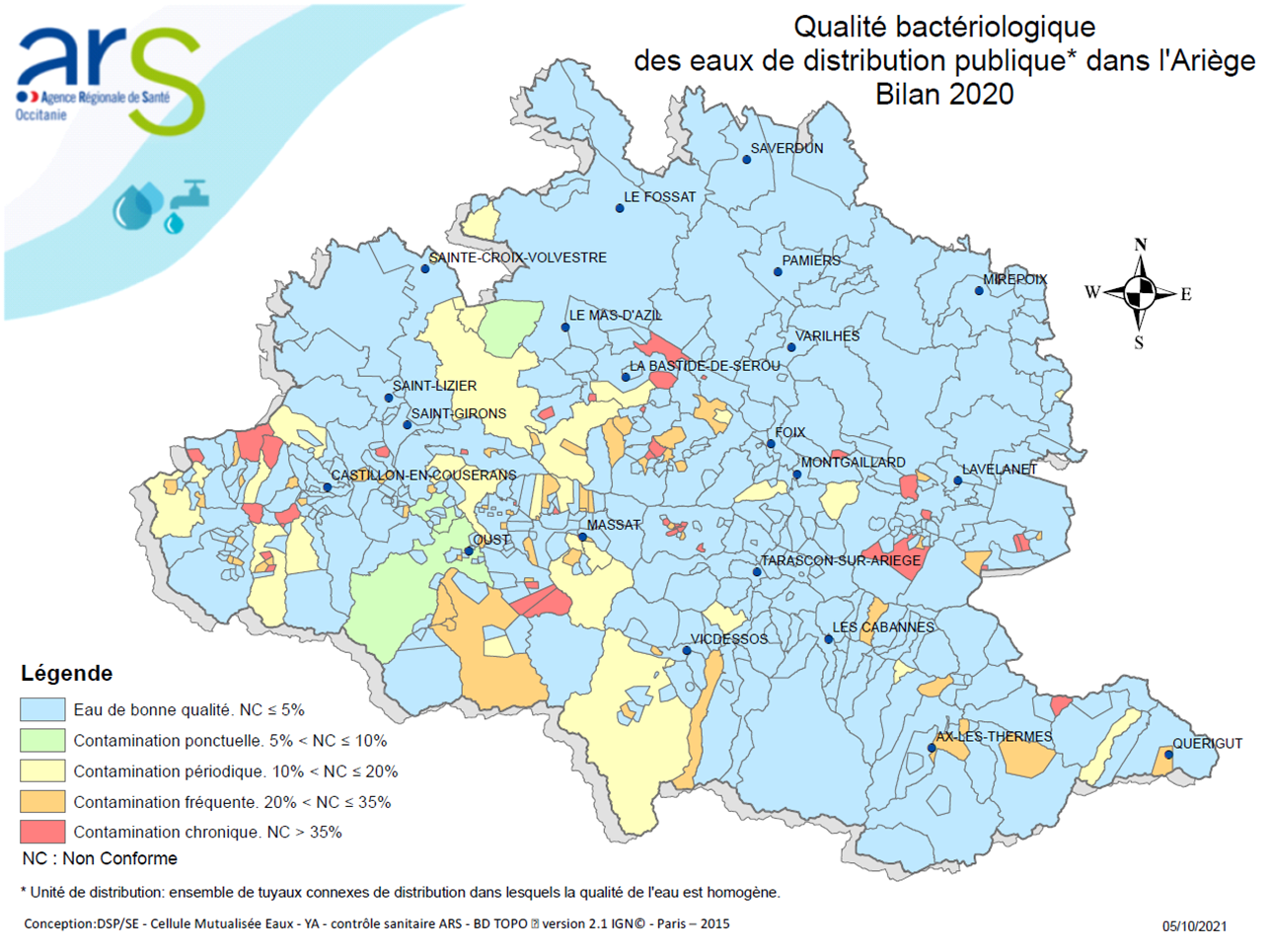 Bactériologie Ariège (Bilan eau 2020)