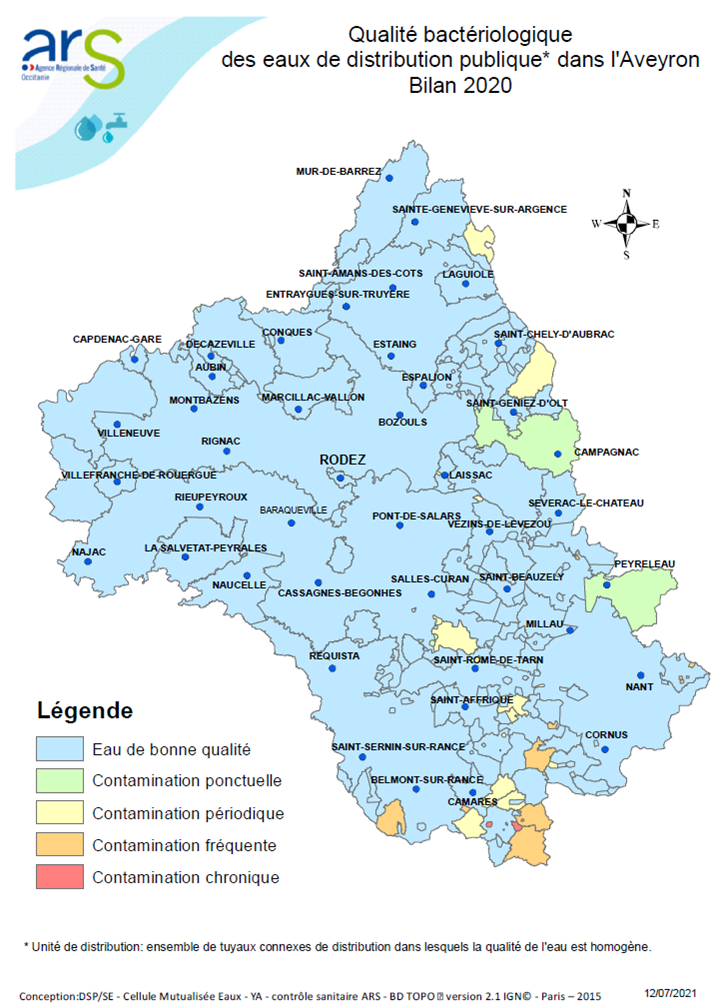 Bactériologie Aveyron (Bilan eau 2020)