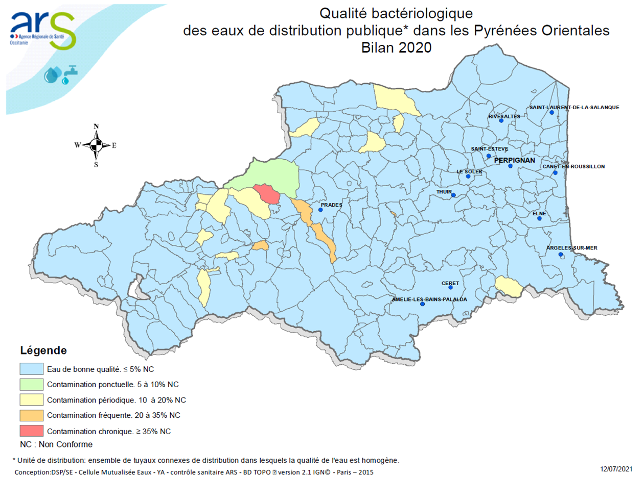 Bactériologie Pyrénées-Orientales (Bilan eau 2020)