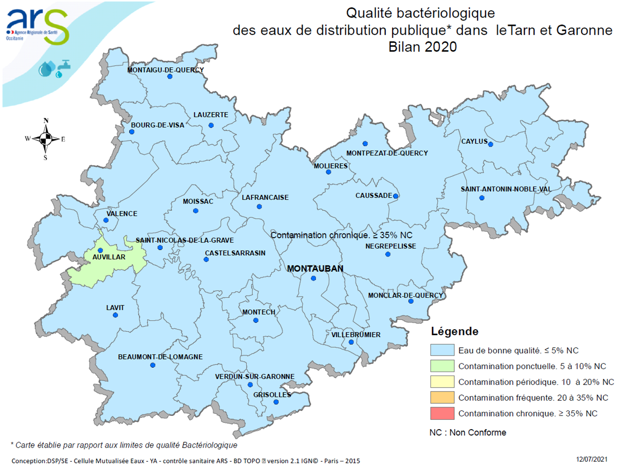 Bactériologie Tarn-et-Garonne (Bilan eau 2020)