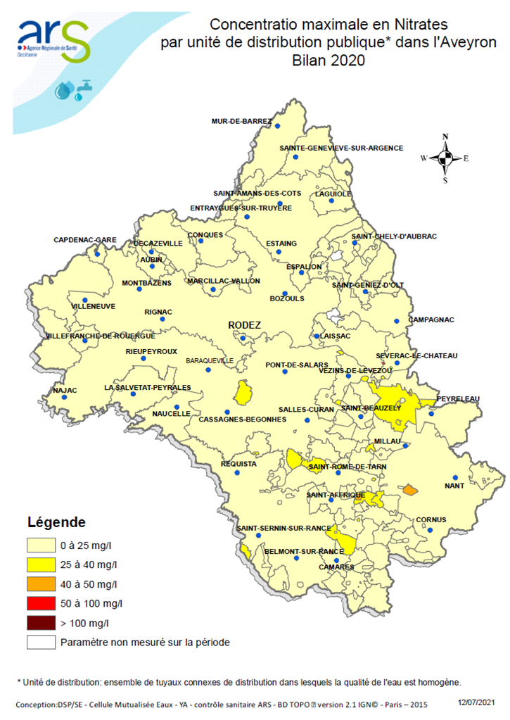 Nitrates Aveyron (Bilan eau 2020)