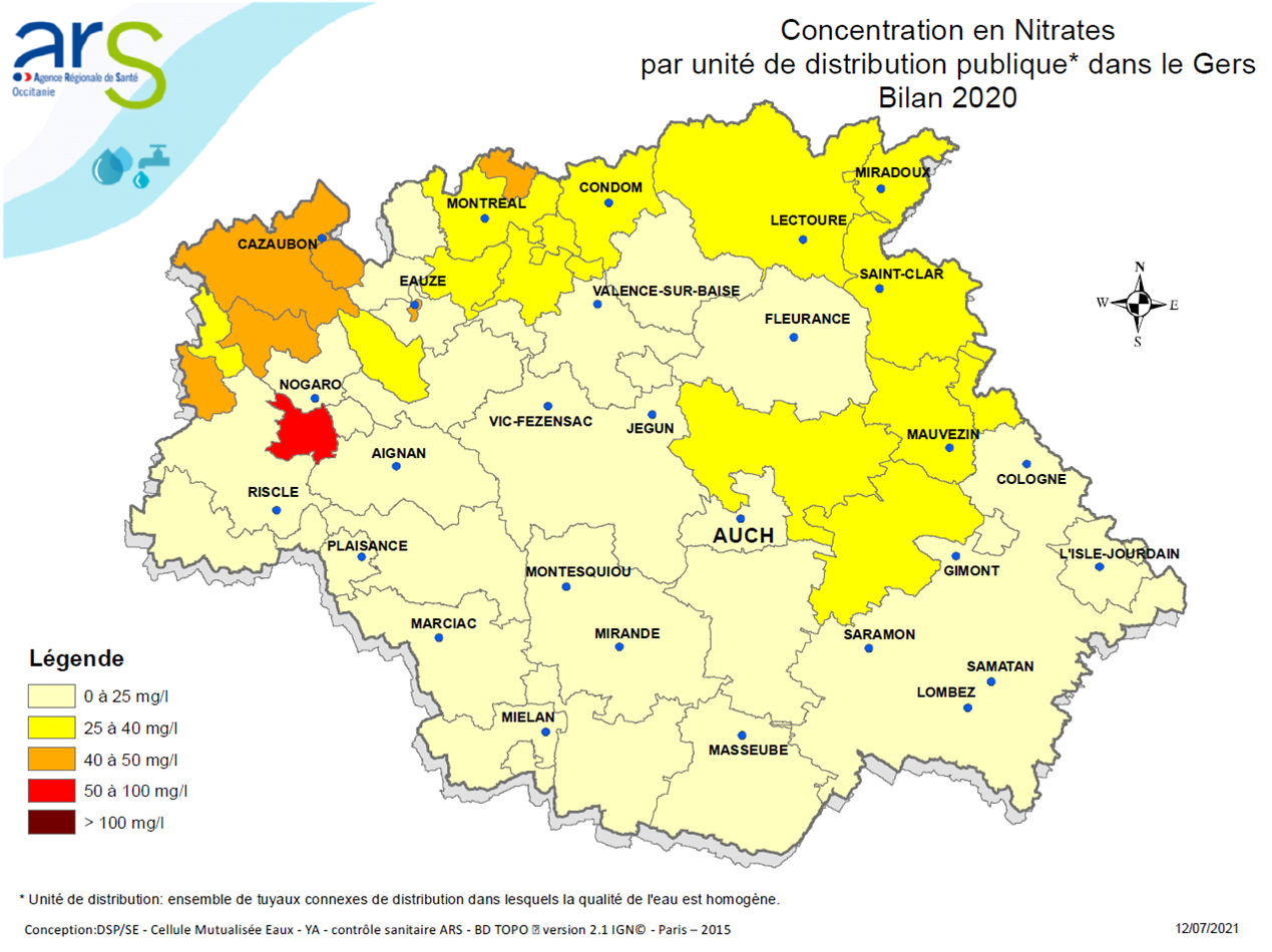 Nitrates Gers (Bilan eau 2020)