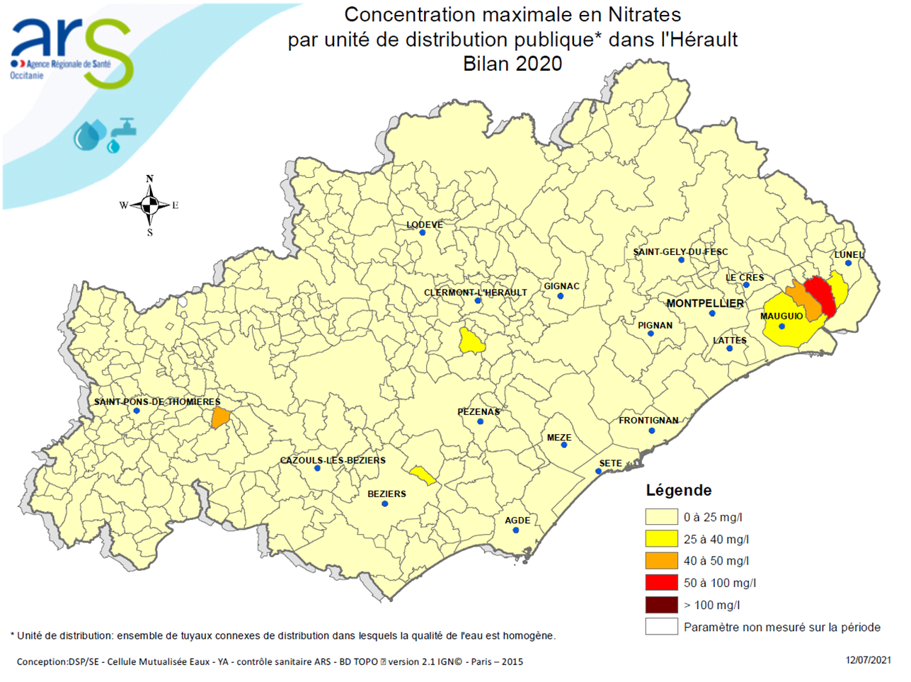 Nitrates Hérault (Bilan eau 2020)