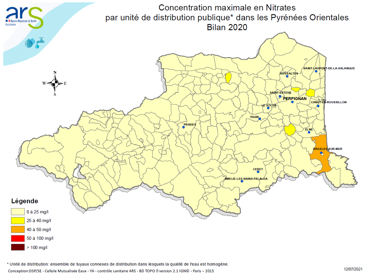 Nitrates Pyrénées-Orientales (Bilan eau 2020)