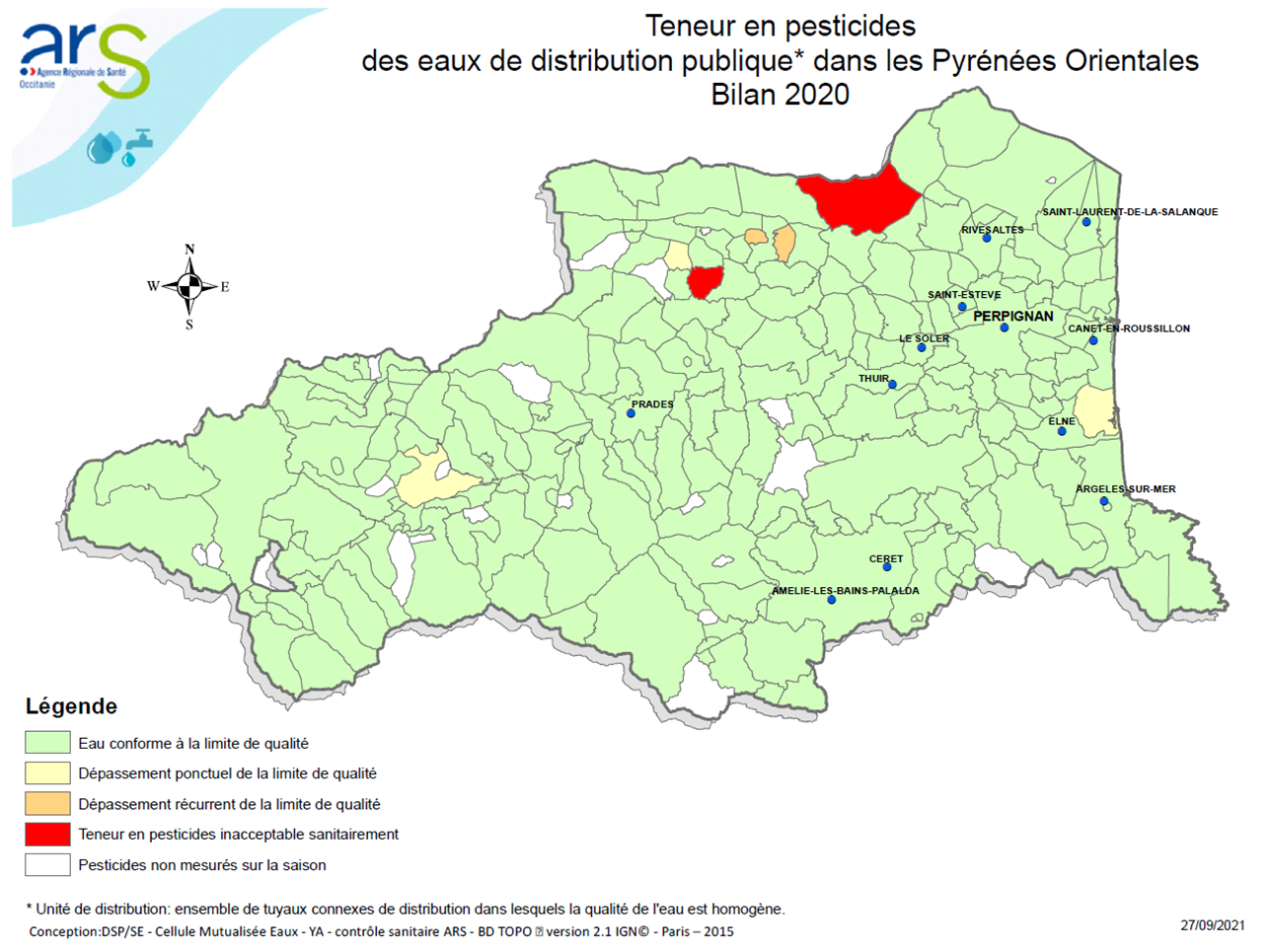 Pesticides Pyrénées-Orientales (Bilan eau 2020)