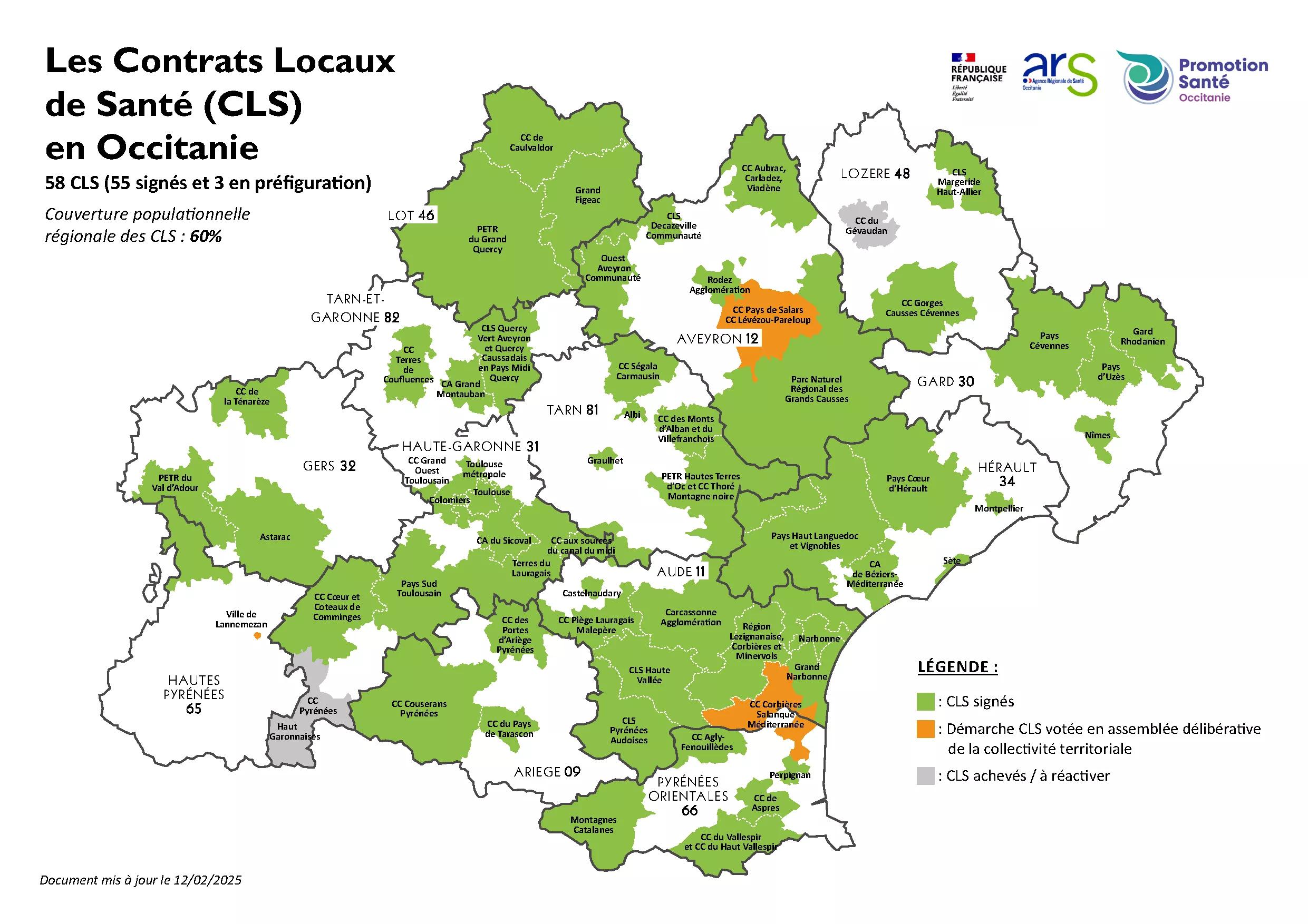  Cartographie des Contrats locaux de santé (CLS) en Occitanie 2024  (pdf, 357.97 Ko) 