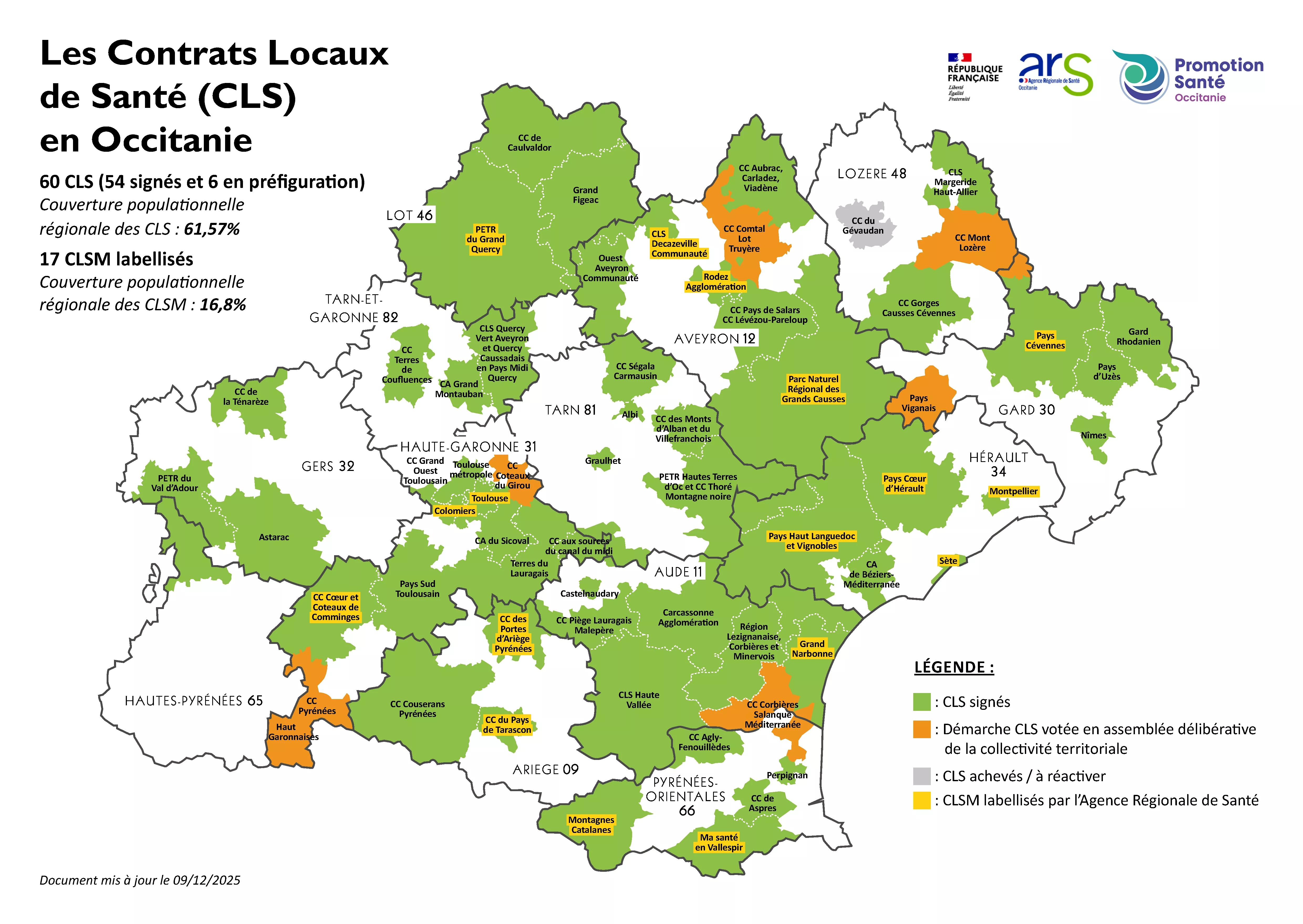  Cartographie des Contrats locaux de santé (CLS) en Occitanie 2025  (pdf, 426 Ko) 