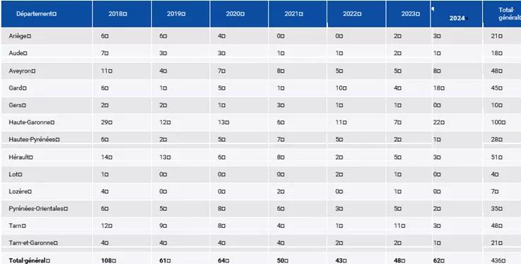 Intoxications au Co en Occitanie 2018-2024