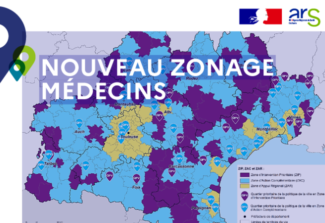 Zonage médecins en Occitanie 2022