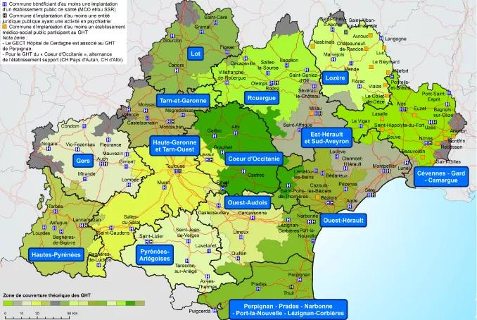 Carte des GHT en Occitanie