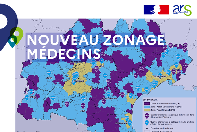 Zonage médecins en Occitanie 2022